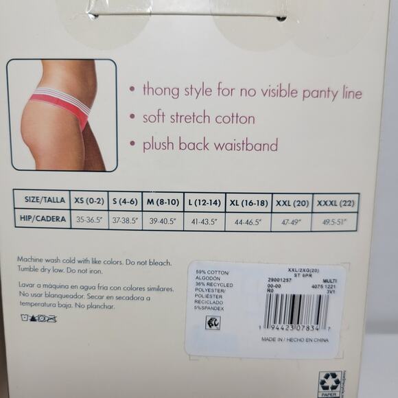 2 Women's Secret Treasures Thong No Show Underwear Panties 6 Pair Packs Size XXL - Picture 4 of 4